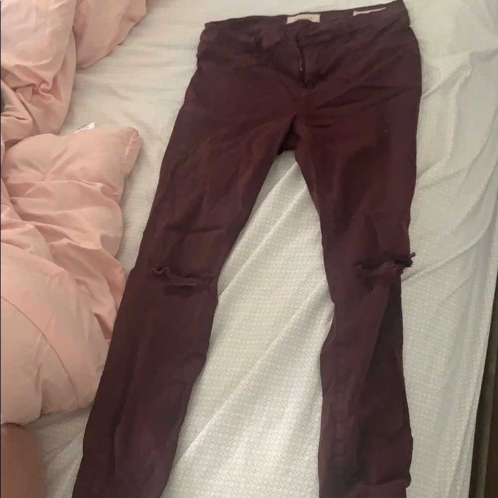 Pacsun Maroon ripped skinny jeans